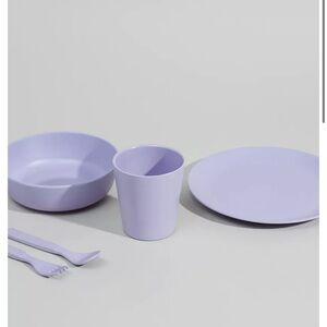 NEW 5 piece BAMBOO kids dish set lavender